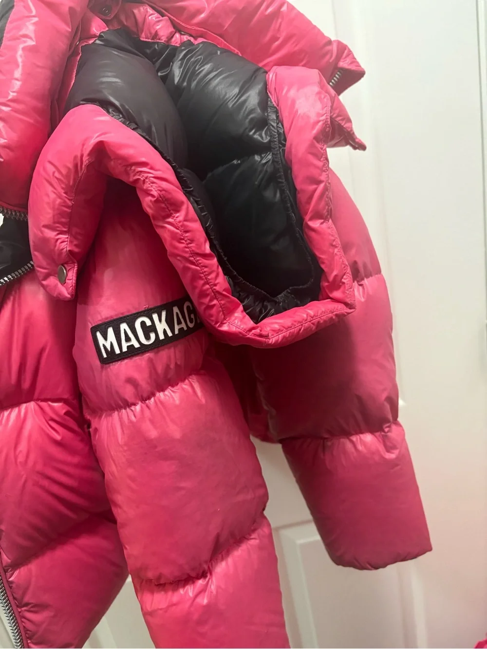 Mackage Kids Pink Puffer Jacket with Black Lining